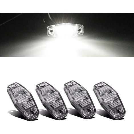 Luces de posición laterales, impermeables, 2 luces de gálibo LED para camiones, remolques, caravanas y autobuses universales de 12V y 24V - 4 unidades blancas (1/3)