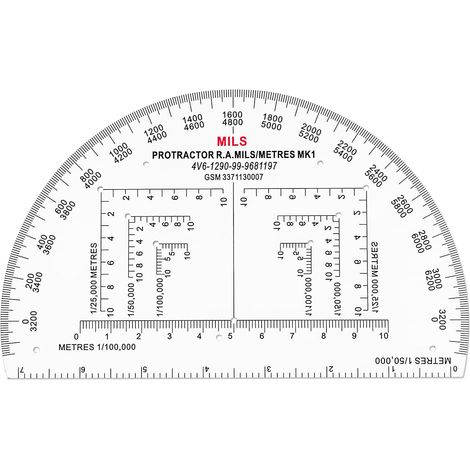 CYA Military Map Protractor for Land Navigation, Military Style UTM/MGRS Coordinate Scale, 6" RA (1/5)