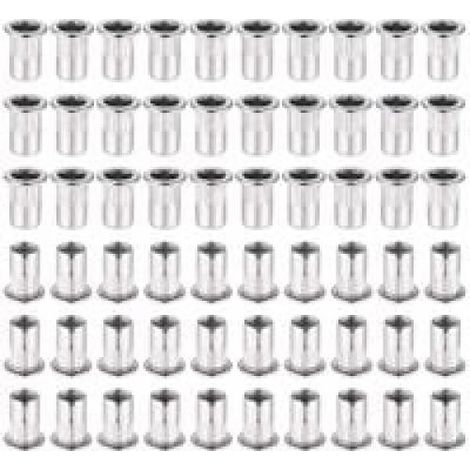 Ecrou à sertir M6 - Acier inoxydable 304 - Ecrou aveugle fileté pour pince à insert - 60 pièces (1/5)