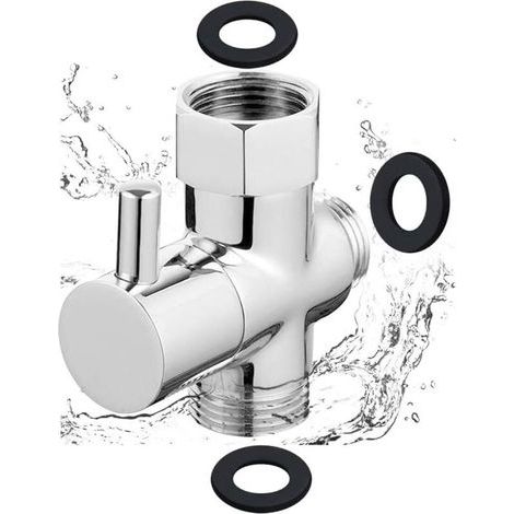Valvola doccia a 3 vie G1/2" in ottone, valvola di commutazione, valvola per soffione doccia a 3 vie, componenti doccia, adattatore a T per sistema doccia, ricambio per WC, cucina e bagno. (1/5)
