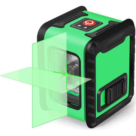 Grüner, selbstnivellierender Kreuzlinienlaser (vertikal/horizontal) mit wasserwaagendem Arbeitsbereich: 25 m, Schutzart IP54 für Bau- und Innenausbauarbeiten - Crezuo