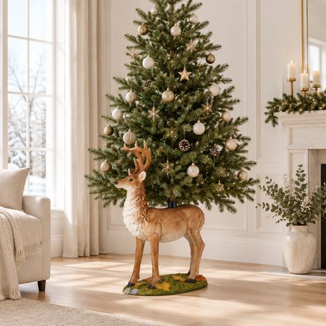 Base per albero di Natale renna in poliresina per decorazioni natalizie, da 130 cm (1/3)