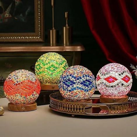 Veilleuse - Baroque - Lampe de table - Mosaïque en verre - Rechargeable USB - LED (1/4)