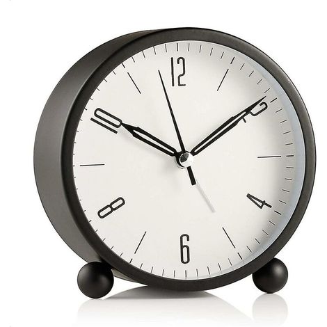 Réveil rond sans tic-tac fonction de batterie et de lumière silencieux design simple pour bureau et chambre à coucher (1/3)