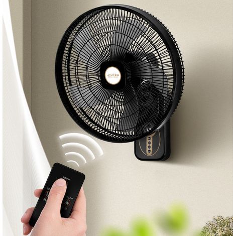 Ventilateur électrique mural programmable à distance, rotation oscillante, flux d’air puissant, ventilateur gain de place pour intérieur (1/5)