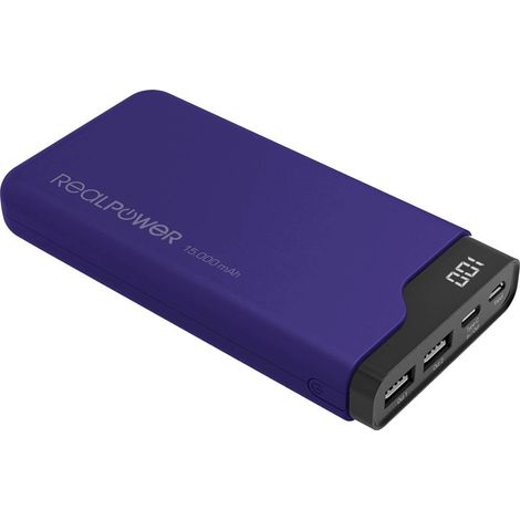 RealPower PB-15000C Power bank 15000 mAh Li-Ion USB, USB-C® Navy-Blu (1/5)
