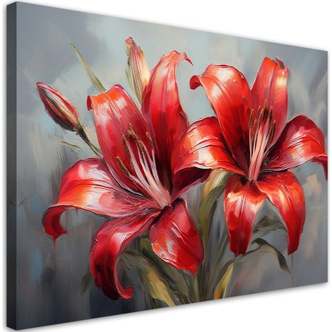 Tableau déco Lys Fleurs rouges Plantes Nature 100x70 (1/5)