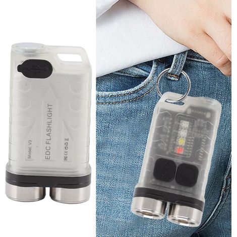 V3 Mini-Schlüsselanhänger-Taschenlampe, USB-aufladbar, kleine wasserdichte Taschenlampe für Outdoor-Aktivitäten, Camping, Wandern, Wartungsarbeiten, tragbare weiße magnetische Taschenlampe (1/5)