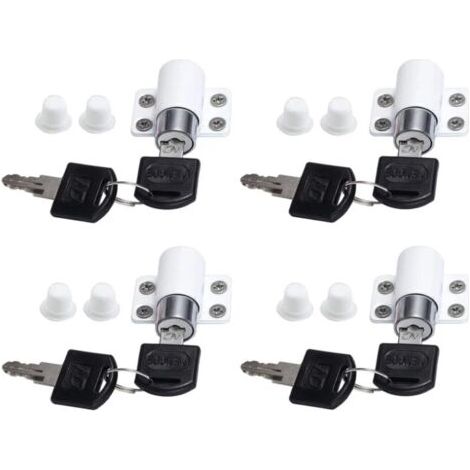 4pcs Verrous de Fenêtre Porte Coulissante Patio Embrailleur Bloc Baie Vitrée Coulissante Verrouillage Coulissant Serrure Porte Coulissant Restricteur avec Clé ,Blanc (1/5)