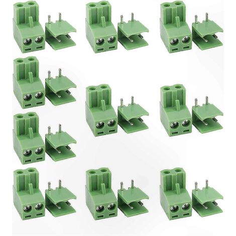 10 borniers à angle droit pour circuits imprimés, espacement de 5,08 mm. (1/5)