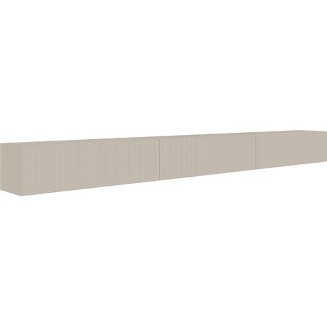 Selsey Veldio – TV-Lowboard hängend mit geriffelten Fronten, 300 cm, greige