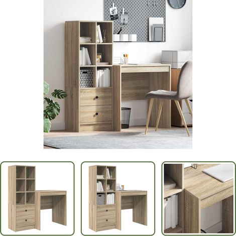 Bureau moderne - Bureau avec tiroir 2 pcs Chêne Sonoma (1/5)