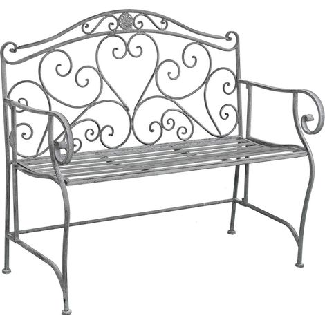 Panca 2 posti da esterno giardino con struttura in acciaio braccioli e schienale decorato Garden Elite