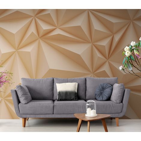 Papier Peint Géométrique - Relief Sculptural Beige - 150 x 250 cm (1/2)