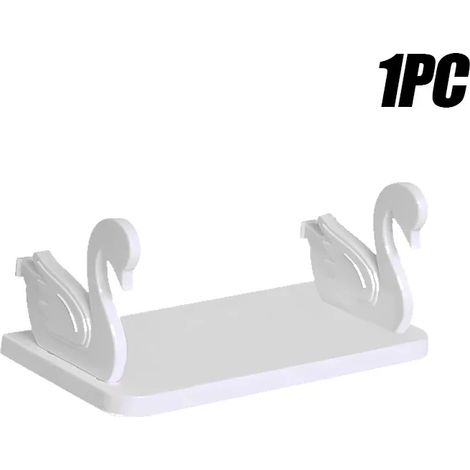 (Blanc - 1 pièce) Étagère murale cygne sans perçage, rangement pour salle de bain, organisateur de cuisine, étagère murale multifonctionnelle pour la décoration intérieure (1/5)