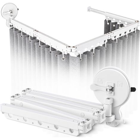 Tringle à Rideau de Douche, Extensible Angle Barre De Douche, 177-202cm Réglable Barre Rideau Douche pour Salle de Bain Baignoire,Magasin de Vêtements, Espace Privé, Sans perçage (1/5)