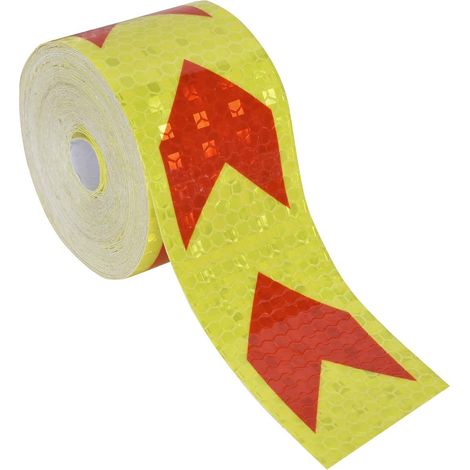 Ruban de signalisation réfléchissant - Bandes auto-adhésives de sécurité pour protection diurne et nocturne (Rouge/Jaune, 10m x 5cm) (1/5)