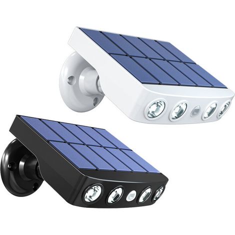 Kaelt - Une pièce puissante lumière solaire capteur de mouvement extérieur étanche jardin LED lumière solaire projecteur pour chemin de jardin rue LED applique murale (lumière blanche coquille noire)- (1/5)