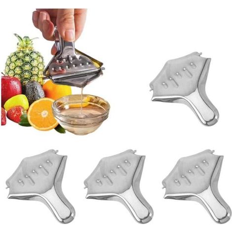 4 PCS Presse Citron Inox -Presse Agrumes Manuel en Acier Inoxydable Extracteur de Jus de Fruits Facile à Utiliser Design Unique (1/4)