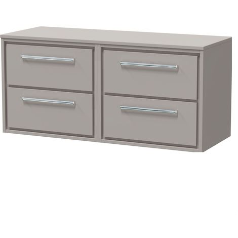 Balterley Longnor 1200mm Framed Design Wall Hung 4 Drawer Vanity with Worktop - Pebble Grey