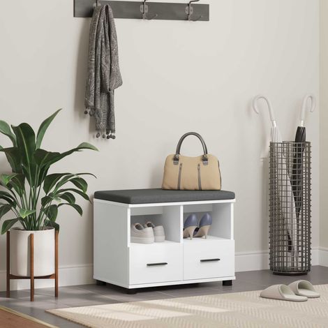 vidaXL  Hall Bench  White 60 x 38 x 46 cm Engineered Wood and Fabric