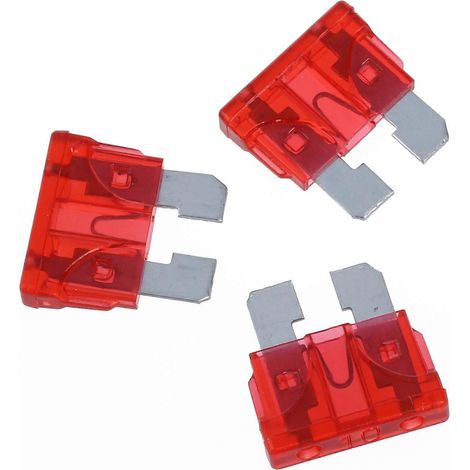 Compatible avec 100 fusibles à lames ATC/ATO pour motos et voitures, rouges, 10 A (1/4)