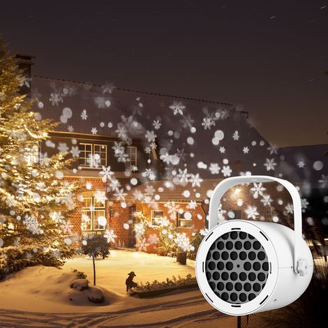 Projecteur de flocons de neige LED, lampe à effet neige tombante dynamique, décoration de Noël pour jardin, vitrine et fête d’hiver (1/4)