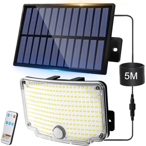 Projecteur solaire extérieur CNMTCCO à détecteur de mouvement, 254 LED, 3 modes d'éclairage, portée de détection de 5 à 8 m, indice de protection IP65, idéal pour jardin, garage et terrasse. (1/5)
