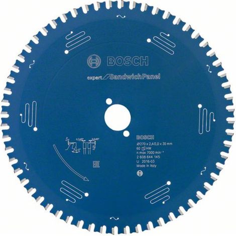 Bosch – Lame de scie circulaire 270 mm – Alésage 30 mm – Largeur de coupe 2.4 mm – 60 dents pour panneaux sandwich en tôle d'acier