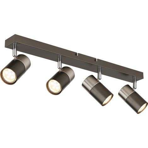 Faretto da soffitto Lampada da soggiorno Faretto orientabile Nero opaco A 4 luci L 56 cm (1/5)