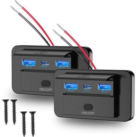 12V USB fast car charger, wall mount with switch, high quality, USB car plug. (1/4)