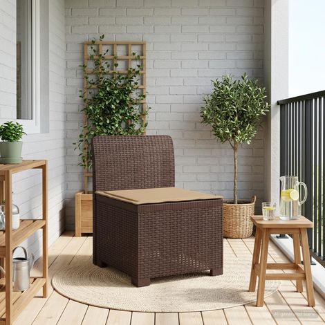 Canapé de Jardin 1 Place Aspect Rotin PP Marron Fauteuil Extérieur avec Coussin - PANGIVO (1/5)