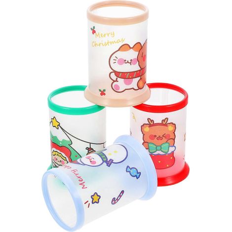 Lot de 4 organiseurs de crayons de bureau en plastique, porte-stylos de Noël, organiseur de stylos de bureau-11.5X8.8X8.8CM (1/2)