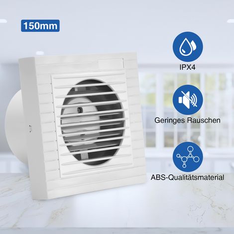 Jiubiaz Ventilator mit Kugellagermotor, Nachlaufrelais,Ø 150mm Abluft, Badlüfter