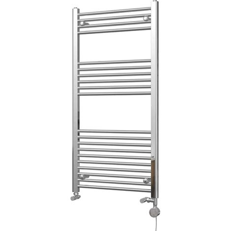 Zennor - Chrome Dual Fuel Towel Rail H1200mm x W600mm Thermostatic - Straight (1/3)