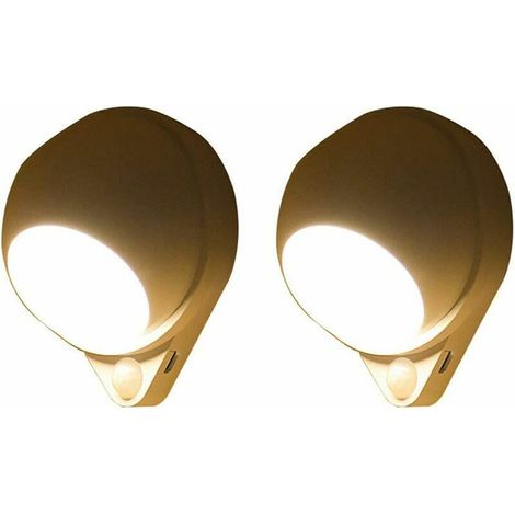 Luces nocturnas LED con sensor de movimiento inteligente, luz automática para dormitorio, carga USB, instalación magnética en escaleras, blanco cálido (2) (1/5)