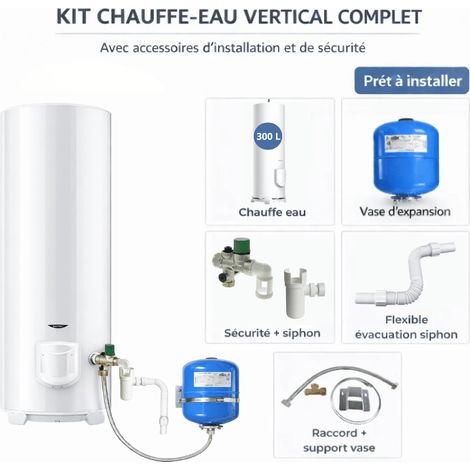 Pack tout en 1 chauffe eau électrique sol 300 L Initio à résistance blindée Ariston