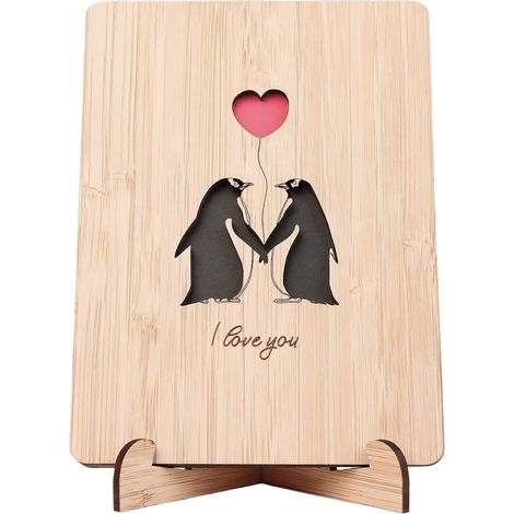 Gedenkkarte zum Jahrestag für Paare mit Pinguinmotiv (1 Stück) (1/5)