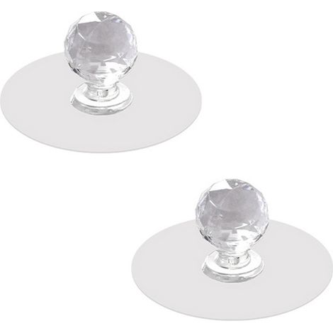 2 pièces boutons auto-adhésifs acrylique sans perage miroir armoire poignées boutons de tiroir en verre transparent.