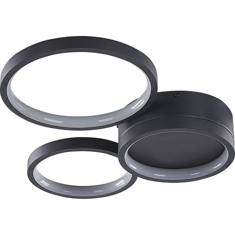 Lampada da soffitto LED a 3 luci plafoniera ad anello integrate metallo rotondo nero Agnat