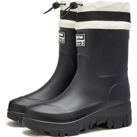 Women's Mid-Calf Rain Boots, Waterproof And Non-Slip Water Boots, Wear-Resistant Outer Rubber Shoes, Kitchen Work Sleeves For Women (1/3)