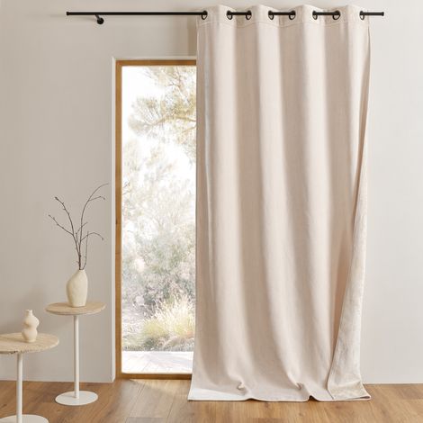 Rideau thermique réversible à œillets avec envers polaire Ecru 140x260 cm (1/5)