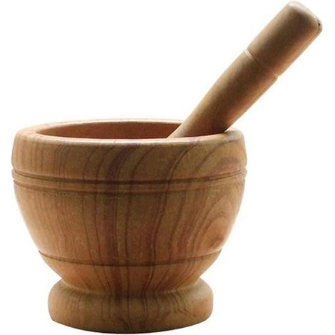 Mortier Cuisine Pilon,Ensemble Manuel de Pilon de mortier d\'herbes,épices Herbes mortier Pilon Ensemble pour broyer l\'ail, Le A438 (1/4)