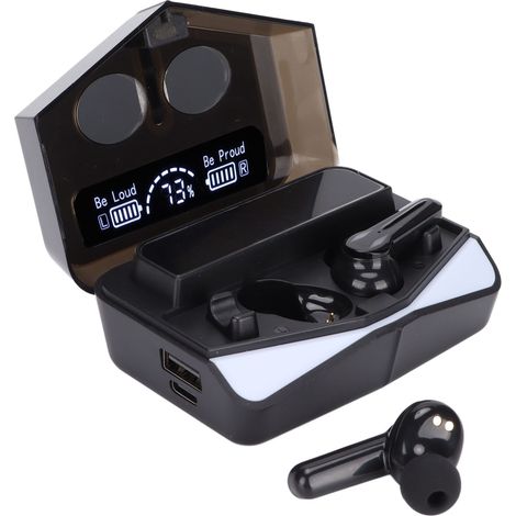 Écouteurs de jeu sans fil Bluetooth 5.1 stéréo avec indicateur de batterie LED, commandes tactiles et microphone (1/5)
