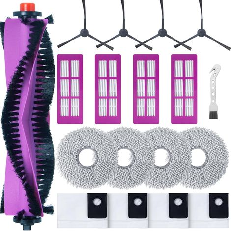 Kit d'accessoires pour Eureka J15 Pro Ultra / J15 Ultra Aspirateur Robot, 1 Brosse Rouleau Principale, 4 Filtres HEPA, 4 Lingettes, 4 Brosses Latérales, 4 Sacs à Poussière, 1 Brosse de nettoyage (1/5)
