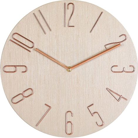 Horloge murale simple de 12 pouces pour salon, maison, chambre à coucher, tendance, beige