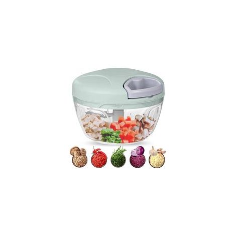 Hachoir Manuel,500 ml Hacher Découper et Mixer Légumes Viandes Noix Oignons Grâce à ses Lames en Acier Inoxydable pour une Cuisine Rapide et Facile