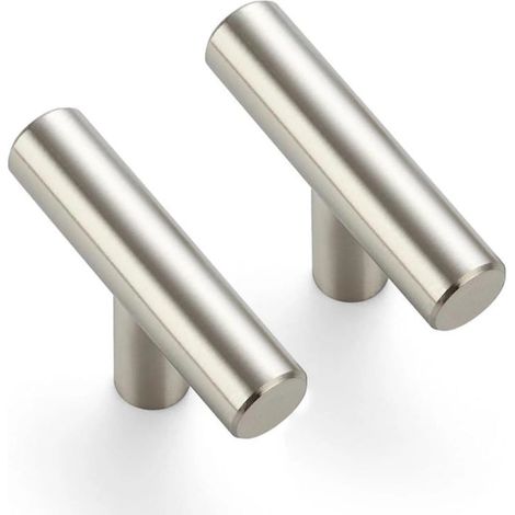 Lot de 10 boutons de meubles, d'armoire, de tiroir en acier inoxydable, avec vis de fixation, pour tiroirs, armoires, garde-robes - Argenté (1/5)
