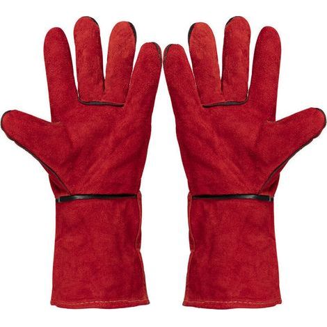 [JAMAIS UTILISÉ] （rouge）Gant cuir de bovin pour soudure - Taille unique - L.33 cm (1/4)