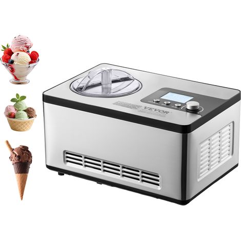 VEVOR Sorbetiere Automatique Turbine a Glace Professionnelle 2 L 180 W Machine a Glace Electrique Ecran LCD Preparation Rapide sans Pre-congelation pour Faire des Sorbets Yaourts Creme Glacee Gelato